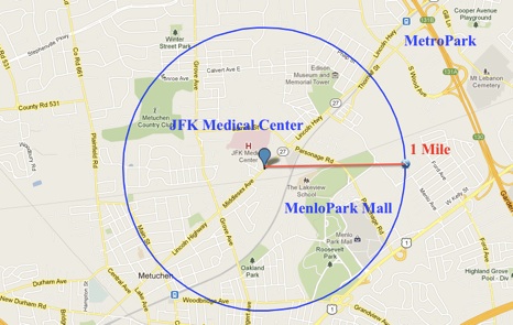 Metuchen Manor Location Radius